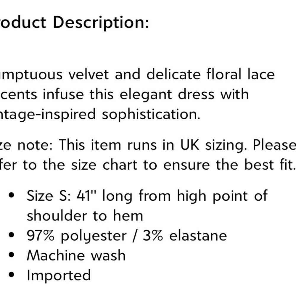 Size small gothic velvet dress